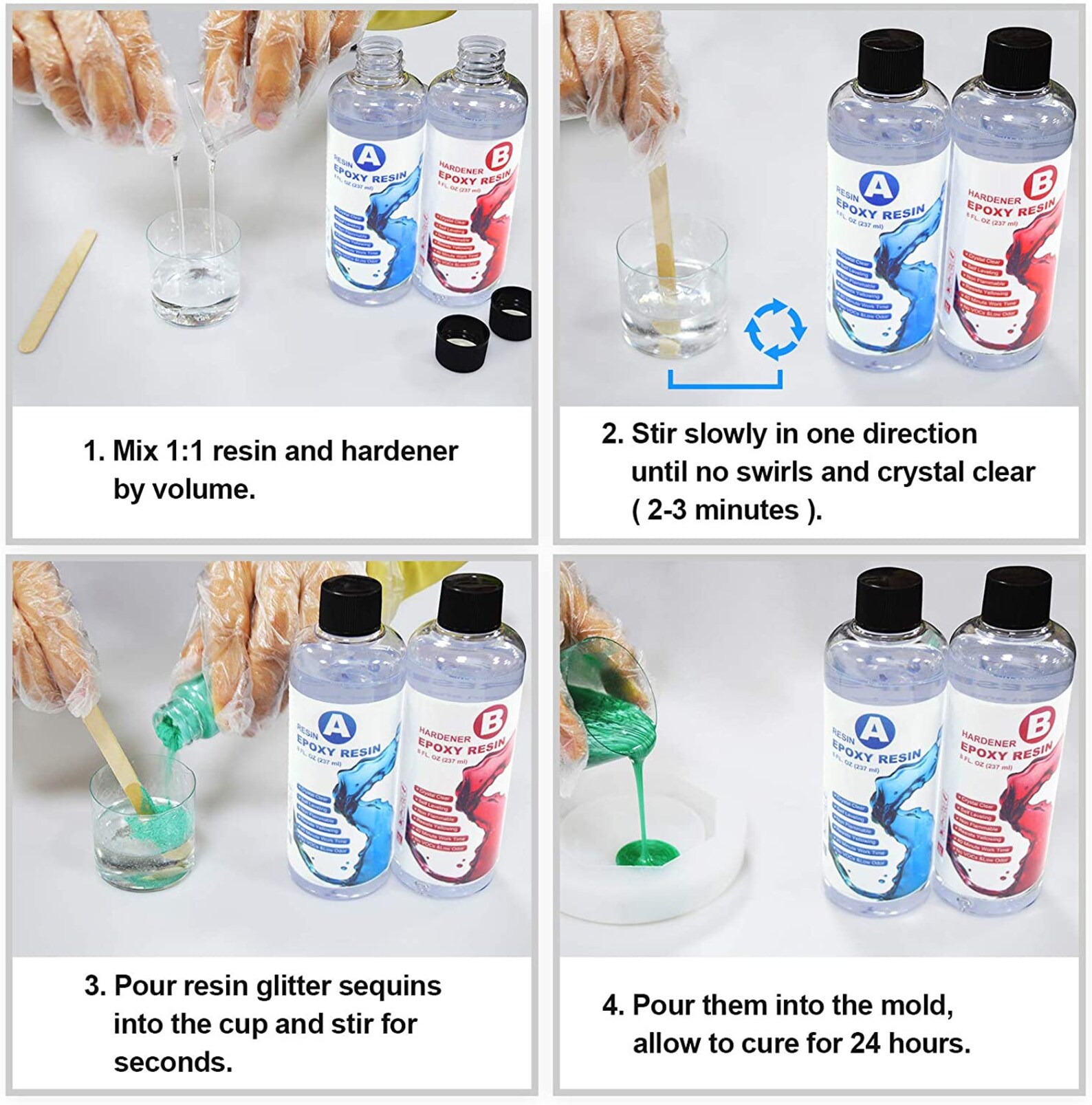 Epoxy Resin Kit 16OZ Crystal Clear Art Casting Resin Kit para Etsy
