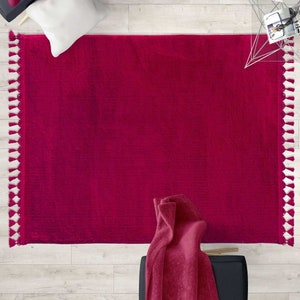 Fluffy Rug, Modern Rug, Fluffy carpet, Red Carpet, Decorative Rug, Red Rug, Plain Carpet, Red rug for bedroom, solid red rug, washable rug