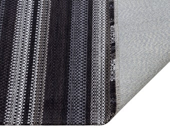Washable Striped Cotton Area Rug with Tassels, Modern Farmhouse Scandi Boho Carpet