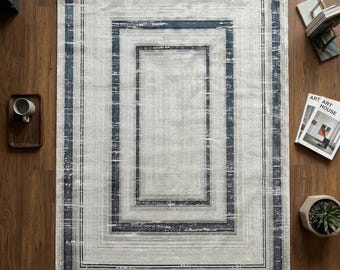 Modern Geometric Navy Blue Gray Area ...