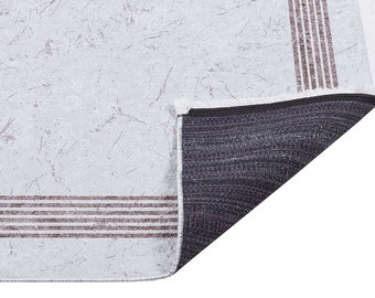 Creme Marmor Textur Teppich, moderner minimalistischer Bordüren Teppich, maschinenwaschbare Wohnkultur