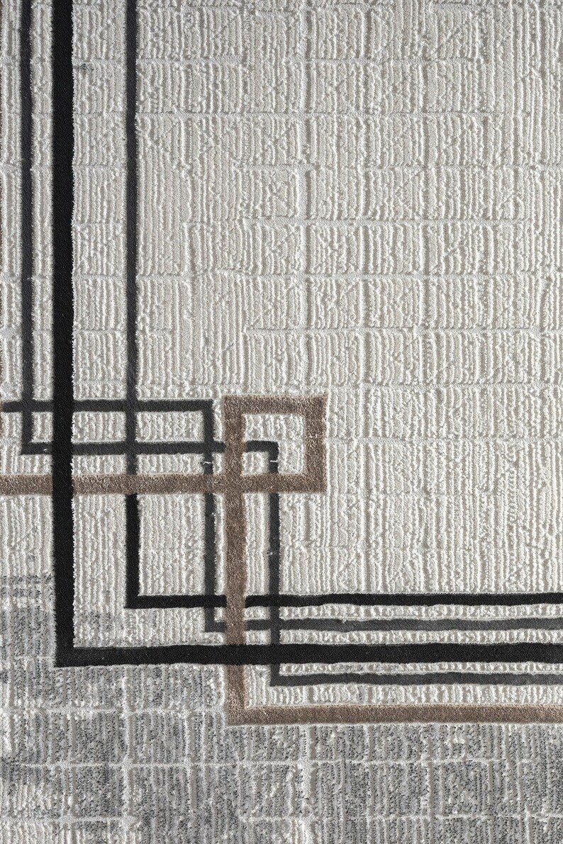 Deco Border Rugs Modern Art Deco Border Rug – Geometric Neutral Area Rug (200x300 Cm) - Etsy