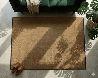 Wasbaar vloerkleed in jute-stijl – Aardetinten beige, bruin geweven tapijt (laagpolig), 120 x 180 cm