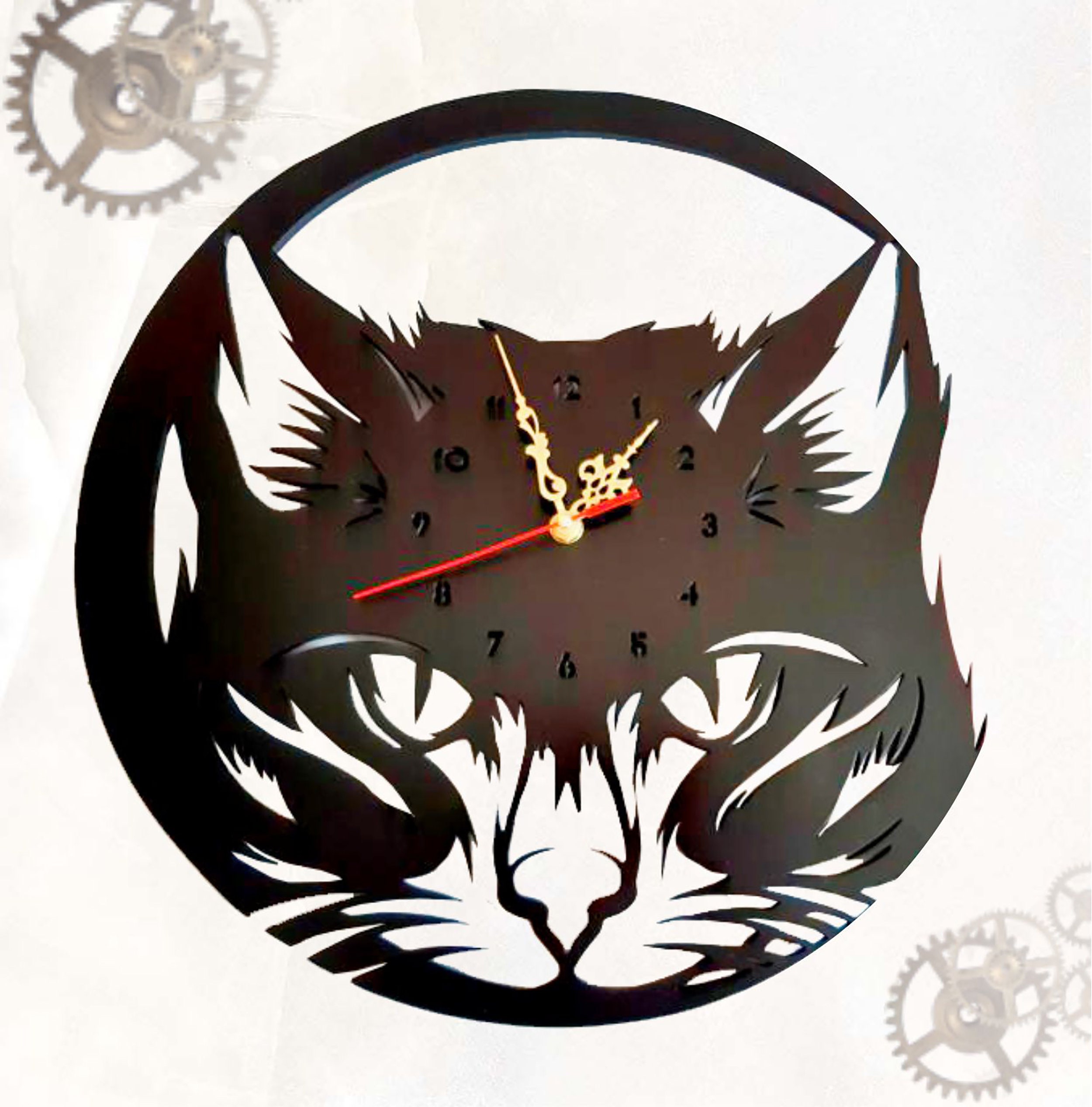 Black or White Kitty Cat Wall Clock Fun Wall Decor Creative Etsy