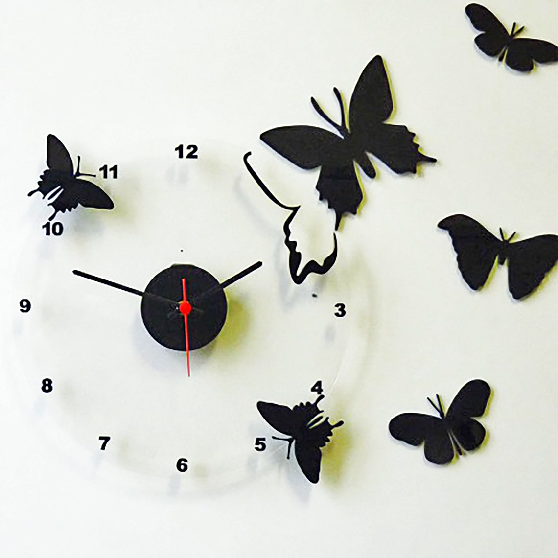 Wall clock Butterfly silent modern clock 5 pcs butterflay Etsy