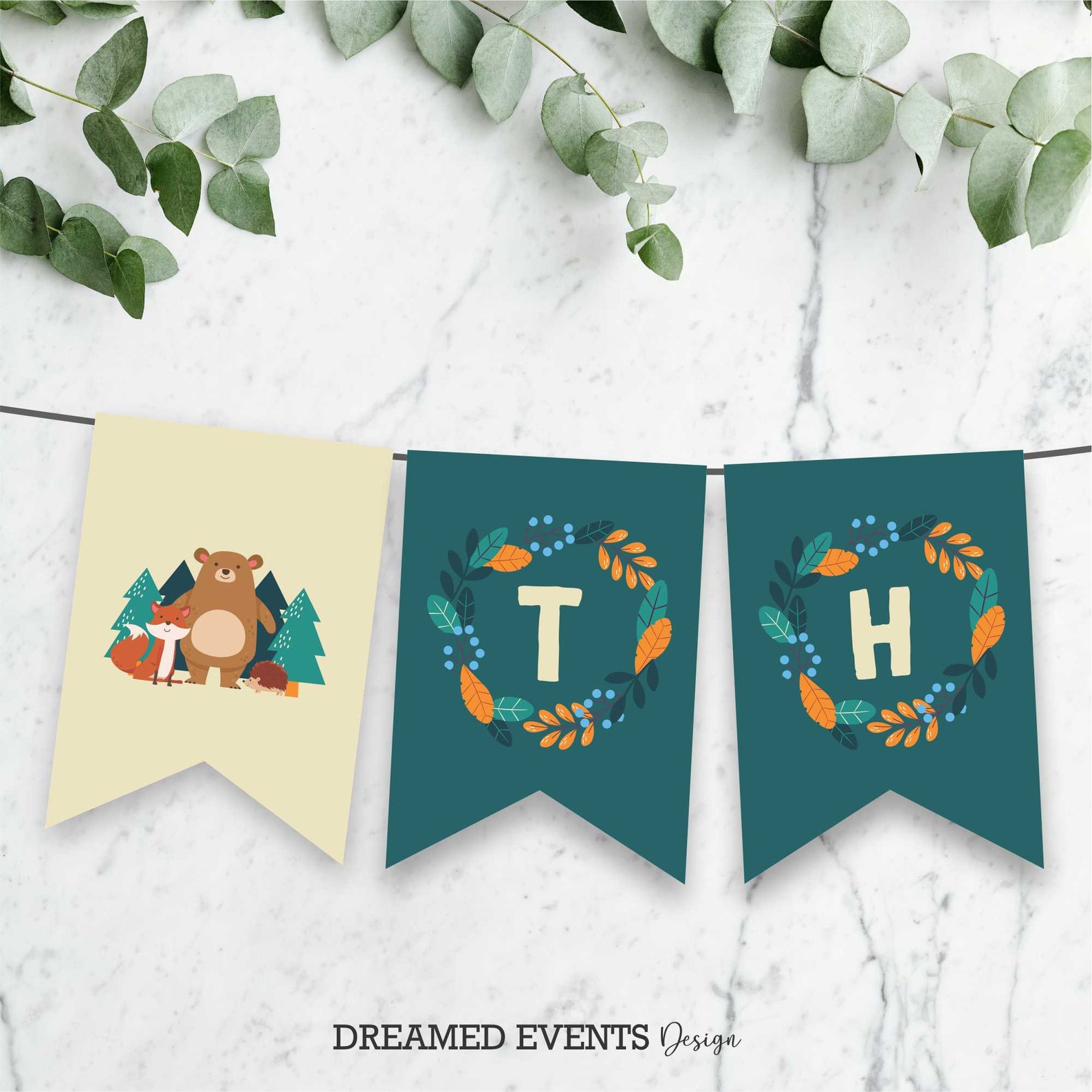 WOODLAND ANIMALS Birthday Banner Printable And Editable Etsy