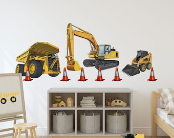 Big Boys Toys Earthmovers wall decal set | Removable | Kids bedroom playroom | Kids interior decor | Renter friendly