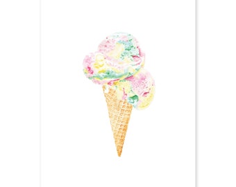 Rainbow Scoops Icecream- Fine Art Print