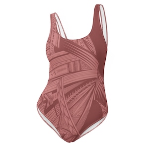 Samoan Dark Pink Tatau One-Piece Swimsuit