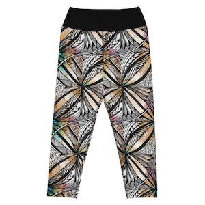 Samoan Golden Tapa Yoga Capri Leggings
