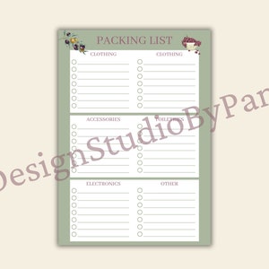 Packing List PDF Printable | Travel | Aesthetic | Holiday | Green - Etsy