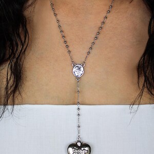 Collar con colgante de corazón, collar de cuchara de Lana Del Rey, joyería minimalista de plata. imagen 6