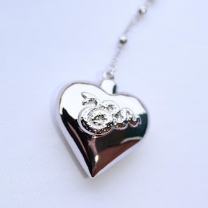Collar con colgante de corazón, collar de cuchara de Lana Del Rey, joyería minimalista de plata. imagen 8