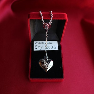 Collar con colgante de corazón, collar de cuchara de Lana Del Rey, joyería minimalista de plata. imagen 1