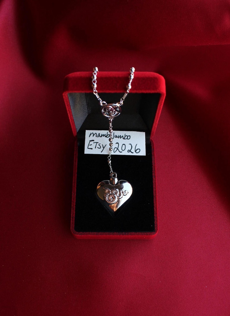 Collar con colgante de corazón, collar de cuchara de Lana Del Rey, joyería minimalista de plata. imagen 2