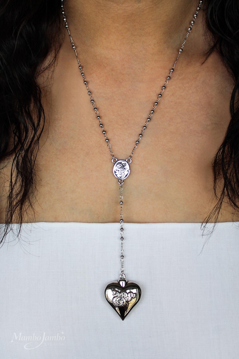 Collar con colgante de corazón, collar de cuchara de Lana Del Rey, joyería minimalista de plata. imagen 6