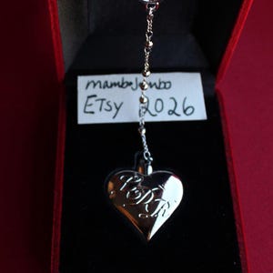 Collar con colgante de corazón, collar de cuchara de Lana Del Rey, joyería minimalista de plata. imagen 3