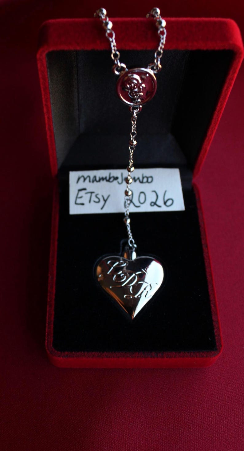 Collar con colgante de corazón, collar de cuchara de Lana Del Rey, joyería minimalista de plata. imagen 3