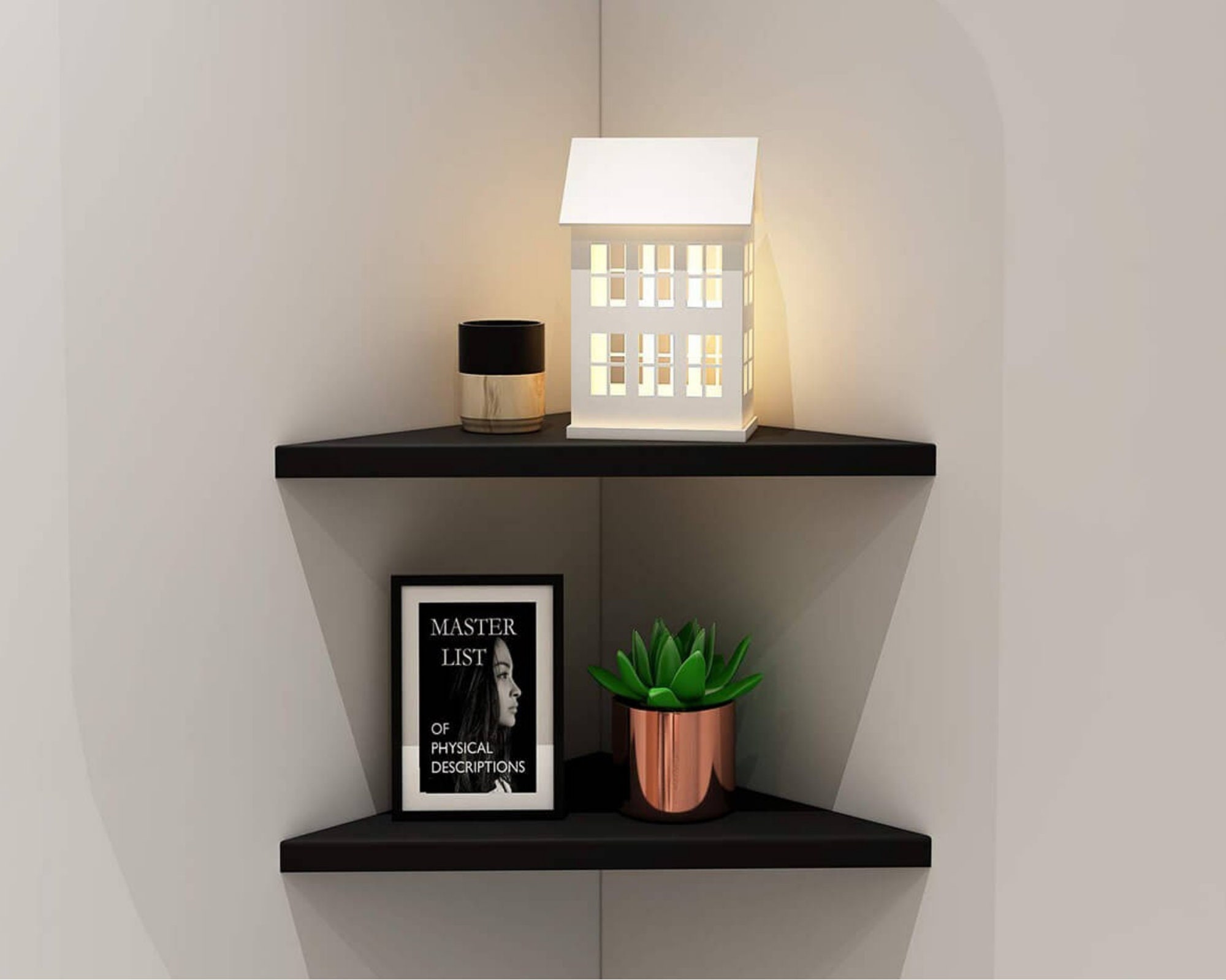 Light black wall corner shelf Etsy