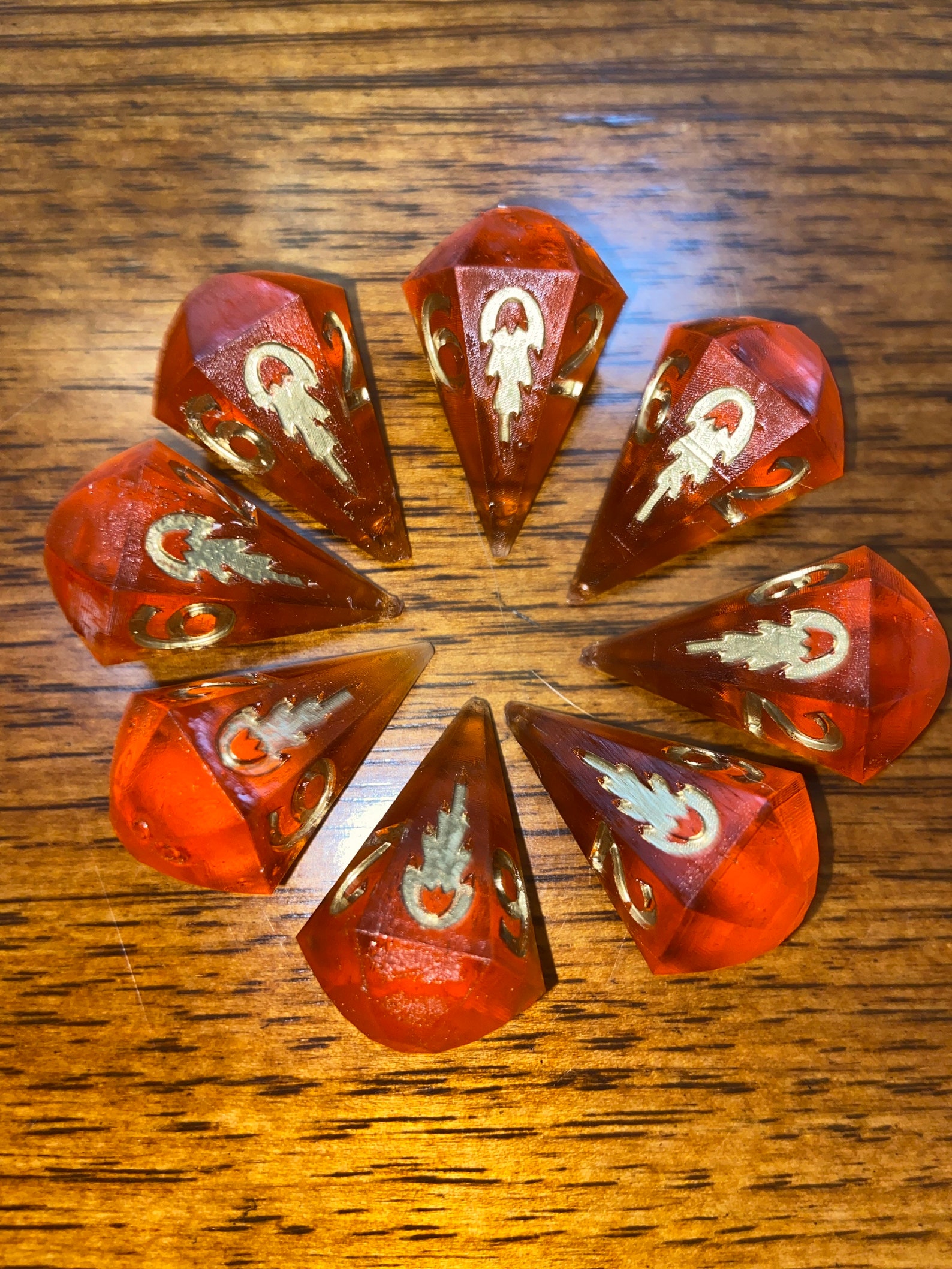 8 D6 Crystal Fireball Dice for Tabletop Games Orange Etsy