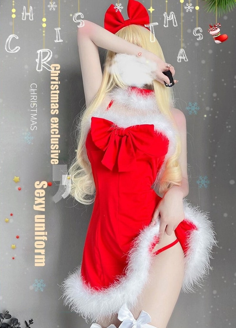 Sexy Red Santa Princess Girl Christmas Costume ,Xmas Women Dress With Hair Band  / Christmas Outfit & Lingerie /Christmas Embroidery Designs 