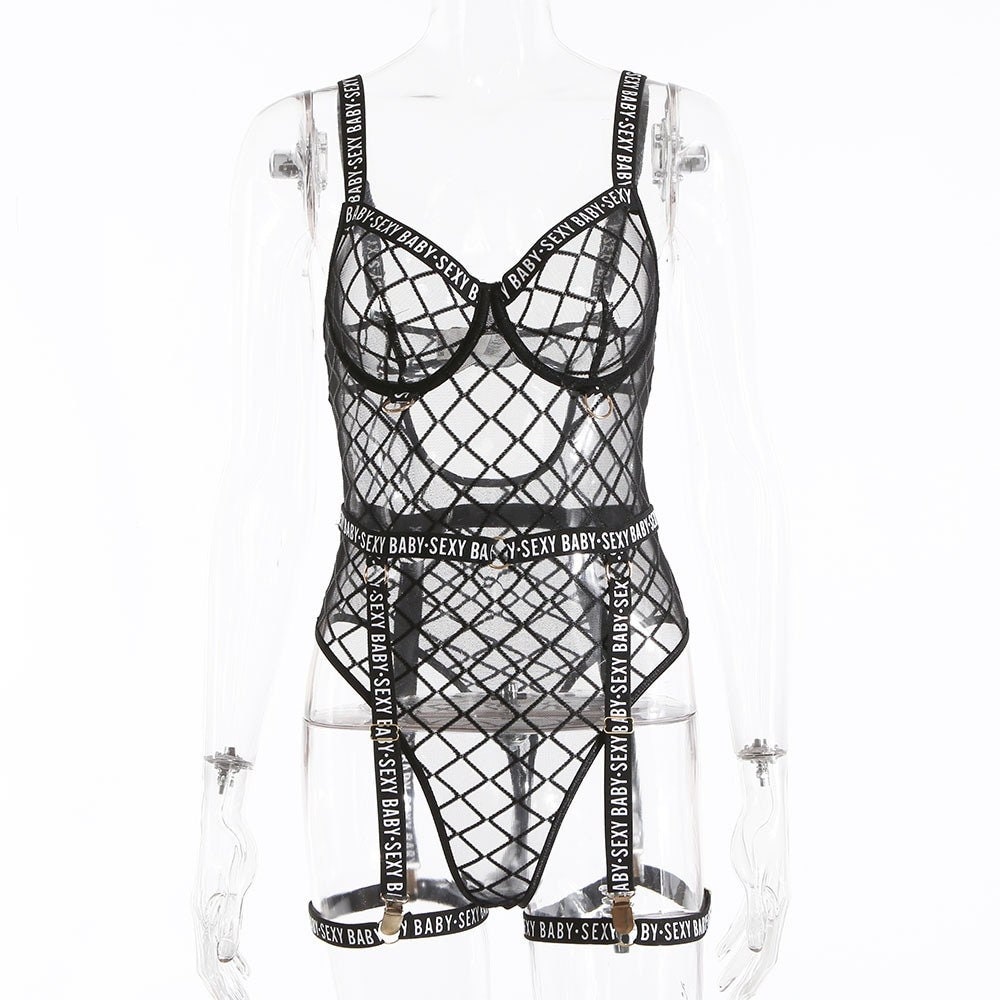 Sheer Mesh Bodysuit With Chains / Lingerie Sets See Through Etsy
