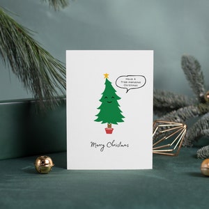 Have A Tree-Mendous kerstkaart - Punny-kerstkaart | Grappige feestelijke boomwoordspeling vakantiegroeten | Leuke woordspelingen op de kerstboom