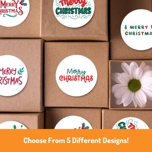 Frohe Weihnachten Aufkleber für Geschenkverpackungen | Festliche Weihnachtsumschlagsiegel | Runde glänzende Etiketten für Geschenke | Verpackung für Kleinbetriebe