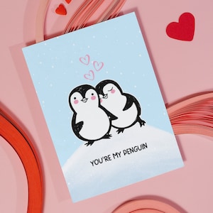 Tarjeta de aniversario "Eres mi pingüino" / Linda tarjeta de San Valentín para novio/novia / Juntos por siempre, te amo / Tarjeta para esposo y esposa