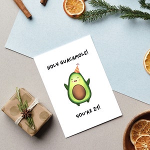 Saint guacamole Vous avez 21 ans ! carte d'anniversaire | 21e anniversaire drôle d'avocat Punny mignon de Zazzle.be Liste d'envies Vous avez des idées ? Peut être personnalisé à tout âge | Carte d'anniversaire de jeu de mots