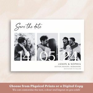 Tarjetas de invitación para boda con sobres / Tarjetas minimalistas para reservar la fecha / Estilo postal plano / Modernas, clásicas y atemporales / Sencillas y elegantes