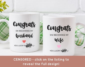 Congrats On Becoming My Wife Ceramic Mug | Funny Newlywed Coffee Mug | Wedding Day Present For Husband | Wedding Morning Gift For Wife