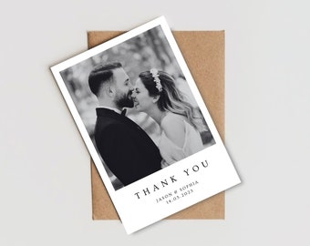 Personalised Wedding Photo Thank You Card | Minimal & Elegant | Custom Folded Thank You Card With Photo | Thanks For Celebrating With Us