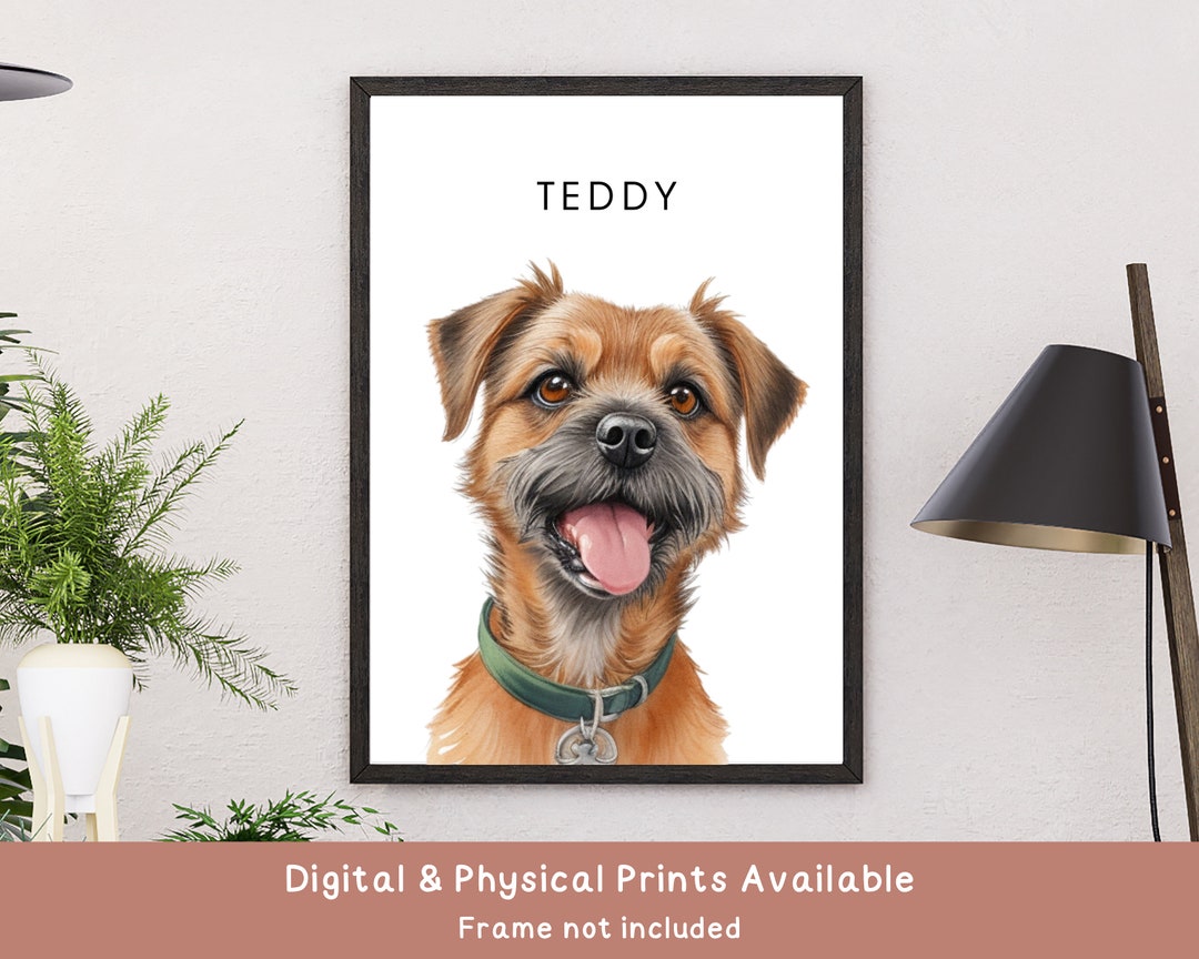 Border Terrier Illustration Print Wall Art for Dog Lovers Etsy UK