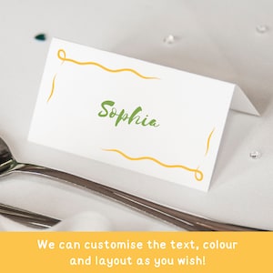 Cartões de lugar com nome impressos e divertidos | Nomes de lugares personalizados para assentos de casamento | Configuração de mesa ousada personalizada para eventos | Convidados para jantar em tenda dobrada
