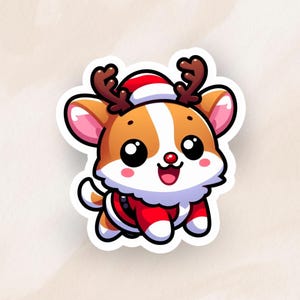 Adesivo natalizio per cani / Adesivo in vinile per blocco note con simpatico cane / Adesivo natalizio per papà di cani / Regalo di Natale per proprietari di cani / Adesivo lucido per laptop