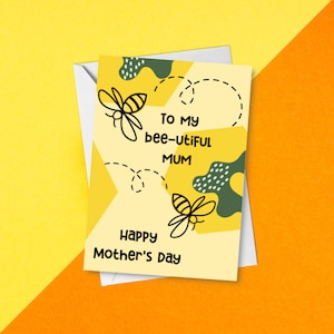 Voor mijn bijen-moeder | Fijne Moederdagkaart | Grappige gele schattige geometrische kaart voor de beste moeder, moeder, stiefmoeder | Bee woordspelingkaart
