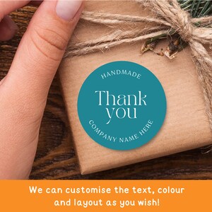 Pegatinas de agradecimiento personalizadas hechas a mano para empresas / Etiquetas de marca personalizadas / Etiquetas redondas bohemias brillantes de 37 mm / Pegatinas de embalaje