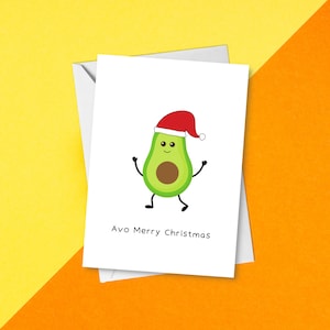 Feliz Natal com Abacate - Cartão de Natal Engraçado | Cartão de Natal com Saudações Festivas e Trocadilhos | Trocadilho Divertido com Abacate para o Feriado de Natal para Amantes da Comida
