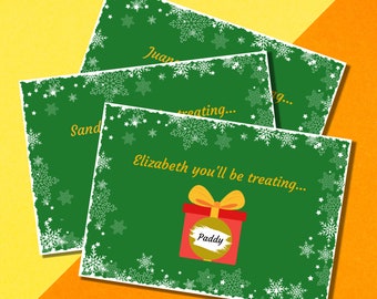 Cartes à gratter Secret Santa – Révélez pour qui vous achetez | Message caché de Noël surprise personnalisé personnalisé | Révélation de cadeaux de Noël