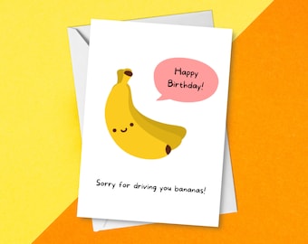 for Men Women Mom Dad Husband Wife 'The Better You Get' Comes with Fun Stickers Banana Joke Hilarious Design Funny Birthday Card Central 23