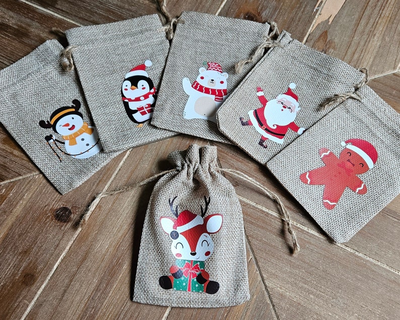 24 Christmas Activity Cards Personalised Family Advent Activities Children's Advent Calendar Fillers For December Fun Xmas Countdown Mini Xmas Burlap Bag