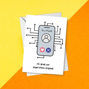 Application de rencontre pour la Saint-Valentin | Carte d'anniversaire drôle pour petit ami/petite amie | Je suis content que nos algorithmes soient alignés pour le mari ou la femme | Amour