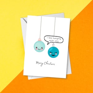 J'aime passer du temps avec vous carte de Noël drôle | Carte de Noël festive mignonne de boule de <br> Profitez-en ! Carte de jeu de mots de <br> Profitez-en ! C'est la saison