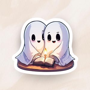 Leuke sticker van Halloween van het spookbeeldverhaal | Halloween leesgrage laptop vinyl sticker | Spooky Season e-readersticker voor Boo | Cadeaus voor Boo-mand