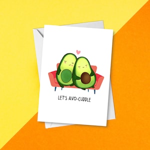 Avo-Cuddle Valentinstag Karte | Niedliche Avocado Karte für Freund/Freundin | Punny Karte für Partner, Mann oder Frau