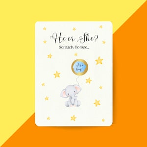 Gender Reveal Scratch Card | Baby Shower Game - He or She? | Surprise Animal Safari Baby Gender Reveal | Expecting Mother Announcement Idea
