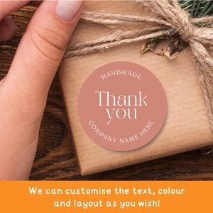 Pegatinas de agradecimiento personalizadas hechas a mano para empresas / Etiquetas de marca personalizadas / Etiquetas redondas bohemias brillantes de 37 mm / Pegatinas de embalaje