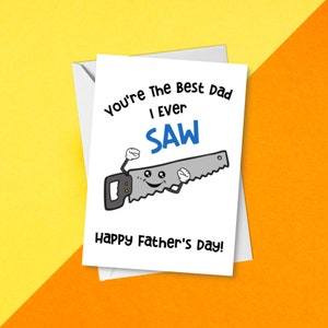 Je bent de beste vader die ik ooit heb gezien - grappige vaderdagkaart | Blauw-grijze Punny Dad Joke Tool Box Saw Card | Klusjesman Vader Vaderdag