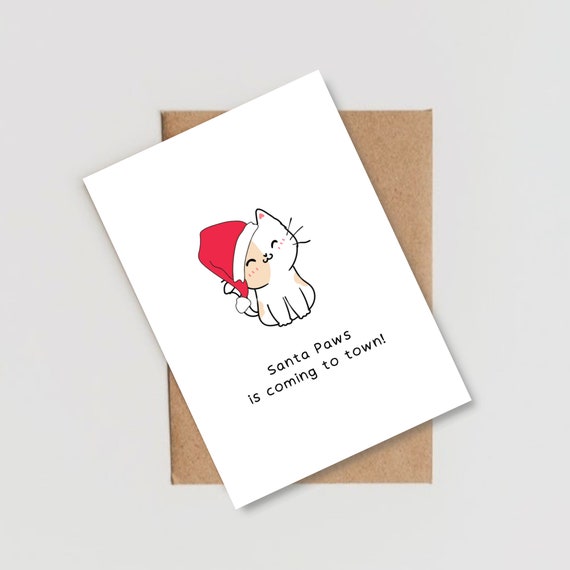 24 Festive Pun Holiday Greetings Card 4 2 Funny Christmas Card Set 18 6 12 Santa Paws Is Coming To Town Fun Xmas Pun Pack Of 1